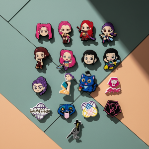 17 Pcs KPop Demon Hunters Clog Shoe Charms DIY Wristband Sandal Accessories for Kids & Women Party Favor Gifts