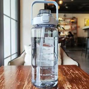 Portable Large Capacity Straw Water Bottle 2L