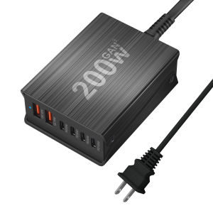 Sạc Nhanh USB Type-C 200W 6 Cổng Công Nghệ GAN 4C2A Bộ Chuyển Đổi Nguồn GaN Nhỏ Gọn Để Sạc Nhanh Điện Thoại