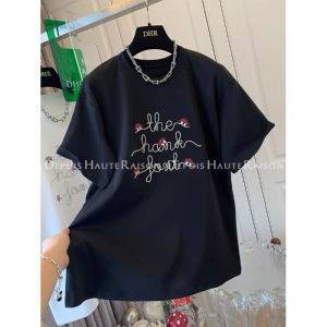 Áo Thun Cotton Tay Ngắn Mùa Hè Dáng Rộng Thêu Chữ Cho Nữ Cổ Tròn Dáng Rộng Thời Trang Đa Năng Hợp Thời Trang