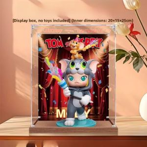 Acrylic Display Box for POPMART MOLLY Cat And Mouse Figurines Dustproof Storage Organizer for Home Living Room