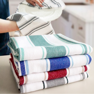 Cotton Dish Cloths Woven Striped Tea Towels Home Kitchen Fabric Napkins Kitchen Towels Dishwashing Cloths Restaurant Supplies