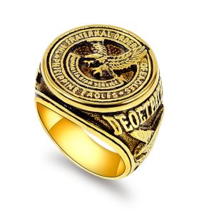 【OGDA】 Bull Ring for Men Eagles Stainless Steel Gold Plated Silver Philippine The Fraternal Eagles Ring Kuya for Men Style Vintage Fashion Original Sale Women Size 7-13 High Quality Gifts A396