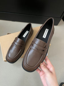 Giày Đế Bằng Da Mềm Màu Đen Phong Cách Anh Cho Nữ Mùa Xuân 2025 Giày Lười Đa Năng Đế Bằng Đế Cao Su Mũi Tròn