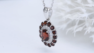 Lohaspie Jewelry Genuine 2 Carats Solid Sterling Silver 925 Pendant Original Natural Garnet Pendant 925 Silver Pendant With Real Stone Garnet Birthstone Pendant For Women Jewelry