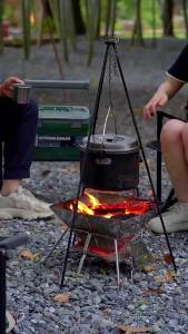 Campingmoon | CAMPINGMOON Detachable Adjustable High Lightweight Aluminum Alloy Hanging Pot Bracket Camping Barbecue Grill Tripod Hanging Pot