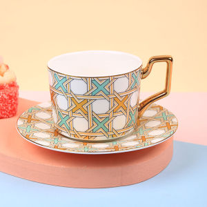 Luxury European Style Coffee Cup and Saucer Set Ceramic