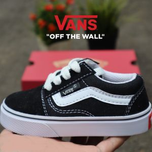 Sepatu Anak Anak Laki Vans1 Hitam Putih Tali Perekat Sepatu Sekolah Sd Laki Laki Perempuan Terbaru