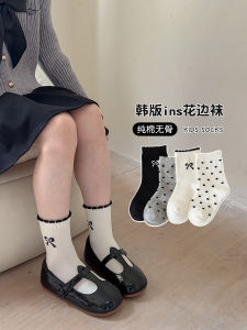Girl Socks Spring & Fall Thin Pure Cotton Childrens Tube Socks Korean Sweet Girl Baby Ins Lace Socks Autumn