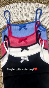 Tanktop Bra Rajut Wanita Motif Polos Pita Croptop Kekinian Terbaru Atasan Fashion Korean SPM