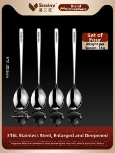 Snainy | Food Grade 316 Stainless Steel Long Handle Personal Use Home Elegant Soup Spoon