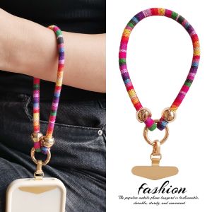 Short Creative Multicolor Velvet Fabric Rope High End Outdoor Keychain Bracelet Phone Case Anti-Loss New Arrival