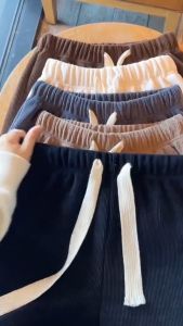 Quần Nỉ Nhung Tăm Suông Ống Rộng Dây Rút Bản To 2cm Chất Dày Dặn Co Giãn CX66