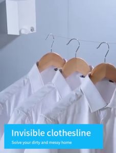 Tali Gantungan Jemuran Baju Portable Indoor / Jemuran Baju Portable Indoor Outdoor Retractable Tali Clothesline Bahan Stainless