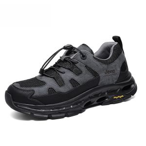 Jeep | Jeep Mens Outdoor Climbing Shoes Anti-Slip Breathable Hiking Shoes Thick Bottom Shock Absorption High Mesh Hole Sand Proof