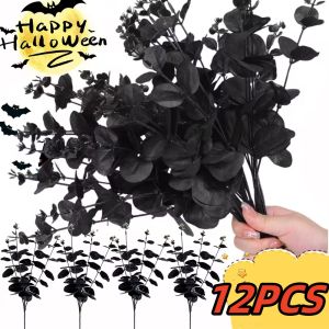 12 cái Bạch Đàn Nhân Tạo Màu đen thân cây lá Faux gốc bữa tiệc Halloween đám cưới bó đồ trang trí vườn tự làm Cung cấp hoa giả