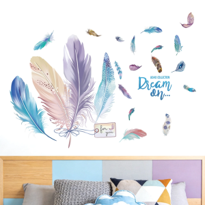 Decal giấy dán tường Lông Vũ Dream On Trang trí phòng ngủ phòng khách theo phong cách Bắc Âu