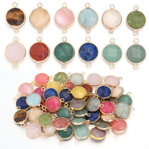 2-4pcs/lot Natural Stone Faceted Pendant Rose Quartz Lapis Lazuli Jade Charms For DIY Fashion Bracelet Necklace Jewelry Accessor