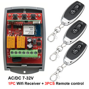 New Tuya Universal Smart Wifi Receiver 2CH AC DC 12V 24V 220V Garage Door Remote Control Opener Controller 433Mhz Transmitter