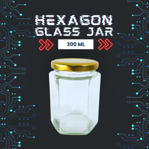 Hexagon Glass Jar 320 mL | Jar Madu | Toples Kaca Segi Enam