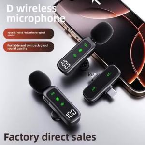 Mini Wireless Lavalier Microphone for iPhone Android Noise Cancelling Interview Vlog Camera Wireless Microphone Kit with Clip
