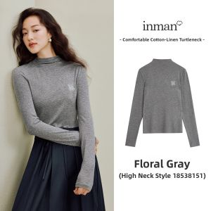 INMAN | Semi High Neck Machine Washable Tencel Wool Blend Long Sleeve T-Shirt