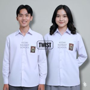 Baju Sekolah SMA SMK Bahan Twist Licin Lengan Panjang Jumbo Big Size Martin
