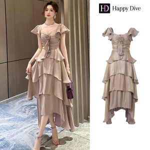 Happy Diva Womens Dresses Purple Dresses Satin Dresses A-Shape Dresses Work Dresses Hi-So Dresses Vintage Dresses Work Dresses Party Dresses Evening Dresses 91168