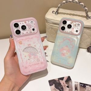 Sanrio | Double Glitter Gradient My Melody Phone Case Large Sparkle Window Lens Cute Cartoon Shockproof Cover For iPhone 17 16 15 Pro Max