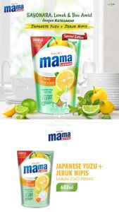 Mama Lemon Sabun Cuci Piring Yuzu & Jeruk Nipis Anti Lemak 680 ML Bonus Bubble Dus