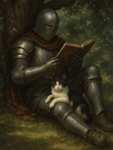 1pc Frameless Knight and Cat DIY Digital Oil Painting Family Friends Party Hand-painted Theme Home Wall Decoration Birthday Gift