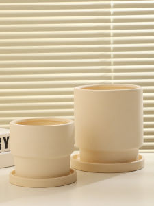 Cream Healing Style Creative round Net Red Succulent Plant Butterfly Orchid Plain Burning Ceramic Living Room Rough Clay Flowerpot