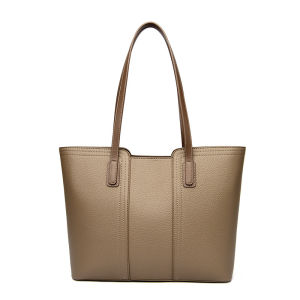 Hong Kong Brand Large Capacity Tote Bag Womens Commuter Fashion Simple Design Shoulder Bag Leather Material Polyester Lining