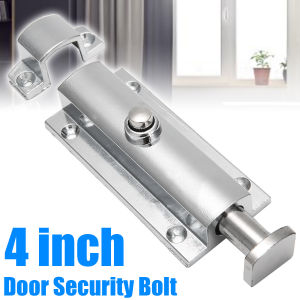 2 Pcs Door Flush Bolt 4-inch Stainless Steel Security Sliding Barrel Latch Lock with Spring Switch
