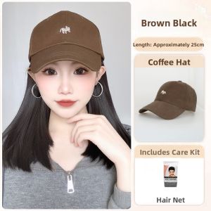Fashionable Short Hair Baseball Cap Wig Set for Women Cute Fox Design Full Head Cover Lockbone Length Synthetic Hair Wig