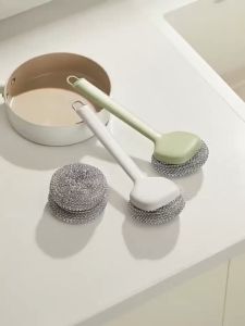Multi-Purpose Kitchen Cleaning Brush with Long Handle - Durable Reusable Scrubber for Pots Dishes & Countertops
