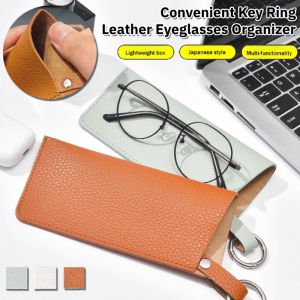 Convenient Key Ring Leather Eyeglasses Organizer Portable Waterproof Glasses Case Eyewear Storage Bag Jewelry Pouch Case