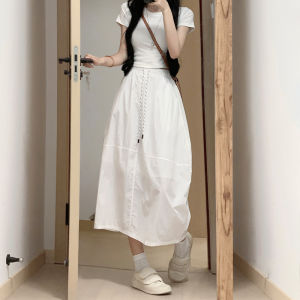 Miiow | Fashionable A-Line Umbrella Skirt Womens Summer New Style Korean Loose Slimming Mid-Length Thin Pumpkin Skirt High Waist