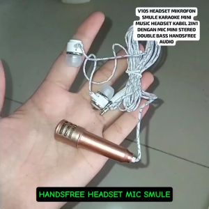 V105 SMULE HANDSFREE PLUS MIK MIX MIC MICROPHONE KARAOKE MINI LIVE MUSIK KTV LIVE ONLINE SING HEADSE