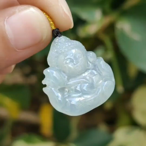 New Arrival Crafted as Baby Buddha on Natural Type A Jadeite Jade as Pendant certificate weighs3.89 grams measurement 23.8 * 21.8 * 4.8 mm (pendant339)