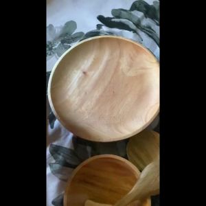PROMO BISA BAYAR DITEMPAT - COD Piring Ceper Liuk Bulat Kayu Jati 23cm Estetik Premium Termurah