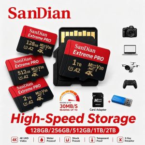 Original Storge SD Card Class 10 Micro TF Cards 128GB/512GB Fast Transfer Memory Card for Camera or Laptop or PC