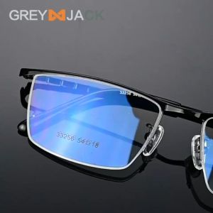 Grey Jack Frame Kacamata Model Half Rim Metal Fashion Style Bisnis Pria Bisa Minus Antiradiasi Bluecromic 33256