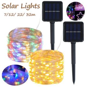 Solar Outdoor Lights Fairy String Lights Waterproof LED Copper Wire Lights Garden Decoration