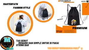 Tas Serut Polos - Drawstring Bag Waterproof Gymsack Tas Sekolah Kekinian Stringbag Multifungsi