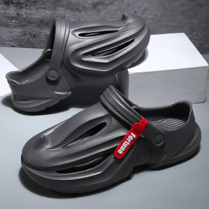 Mens Summer Outdoor Sandals Thick Bottom Slip-On Slippers Anti-Slip Wear-Resistant Beach Half Slippers Shock Absorption