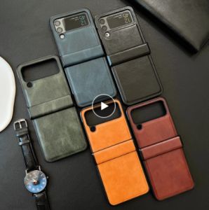 FLOVEME Luxury Leather Phone Case For Samsung Galaxy Z Flip 4 Flip 3 5G With Hinge Folding Shockproof Back Cover For Galaxy Z Flip 4 Filp 3