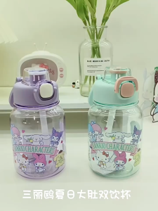 Sanrio Water Cup Large Capacity Boys Girls Portable Plastic Cup High-value Children Summer Shock-resistant Sports Water Bottle