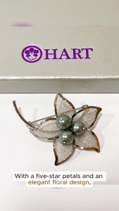 HART Five-Petals Three-Pearls Gold Silver Floral Pin Brooch Series