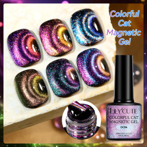LILYCUTE 7ml Glitter Cat Magnetic Nail Gel Polish Shine Colorful Semi Permanent Nail Gel Soak Off UV LED Gel Nail Art Varnish